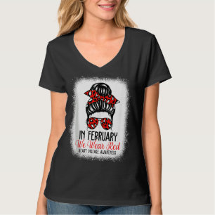 Camiseta Em fevereiro Vestimos Doença Cardíaca Vermelha