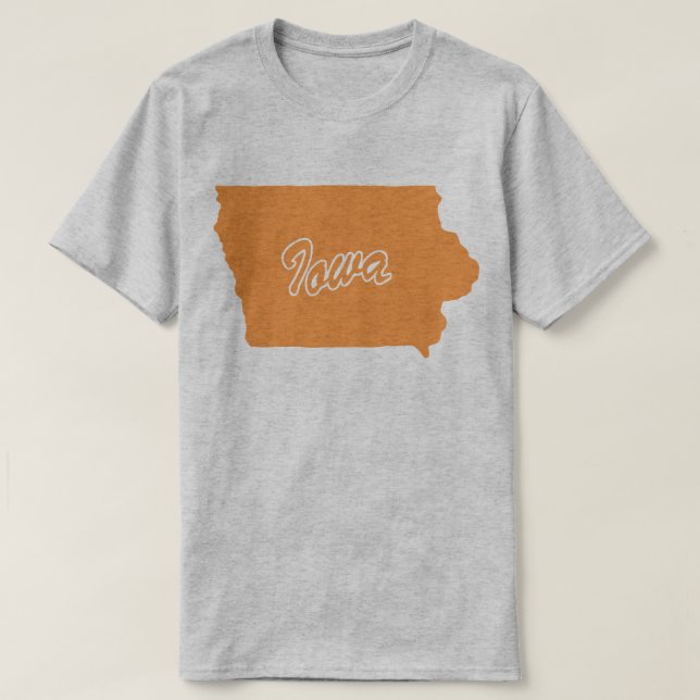 Camiseta em forma de estado de Iowa (Frente do Design)