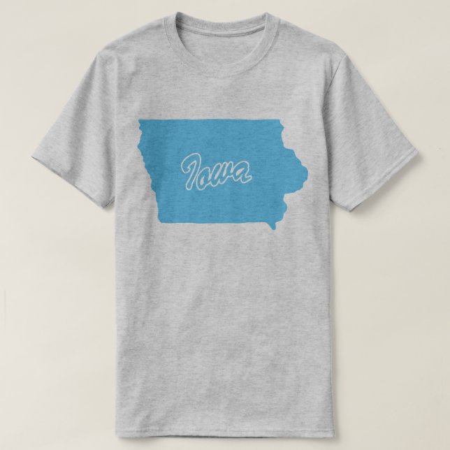 Camiseta em forma de estado de Iowa (Frente do Design)