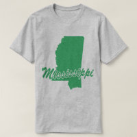 Camiseta em forma de estado do Mississippi