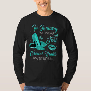 Camiseta Em Janeiro de Visto Teal High Heels Cervical Healt