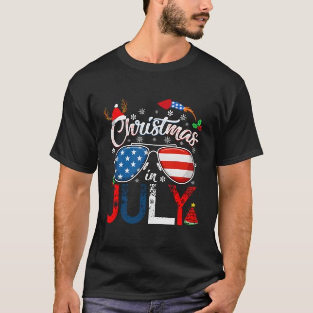 Camiseta Em julho Papais noeis Papais noeis Americanos Em 4 (Frente)