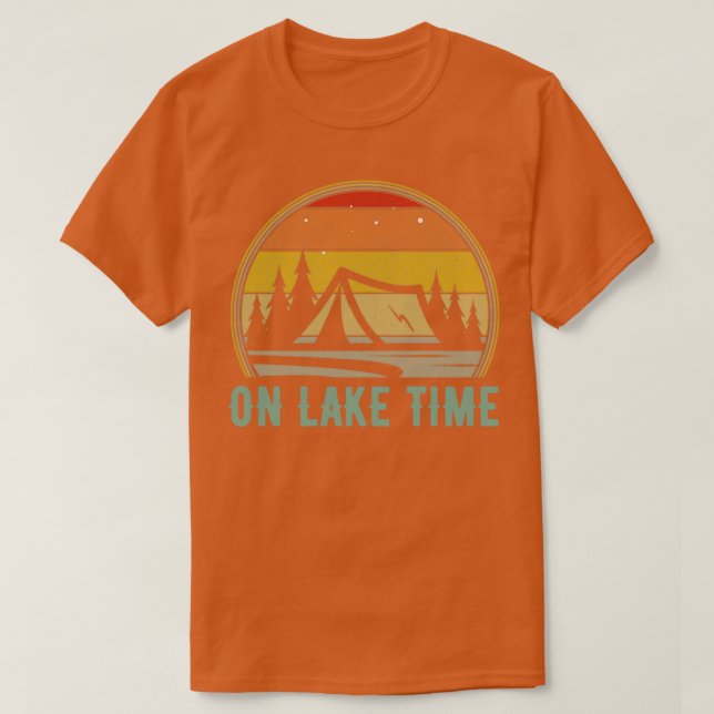 Camiseta Em Lake Time Camping Tent Sunset Funny Lake Life C (Frente do Design)