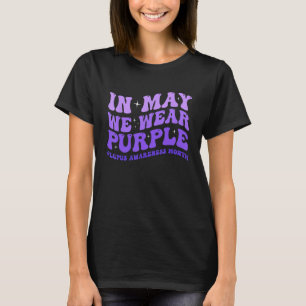 Camiseta Em Maio Usamos Roxo Mês de Conscientização do Lúpu