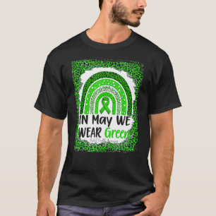 Camiseta Em maio Vestimos Fita Verde Arco-Íris Saúde Mental