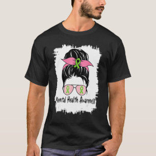 Camiseta Em maio, Vestimos o Green Messy Bun Mental Health 
