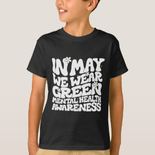 Camiseta Em maio, Vestimos o Green Retro Floral Floral Ment