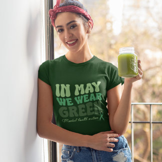 Camiseta Em maio, vestimos questões de saúde mental verde