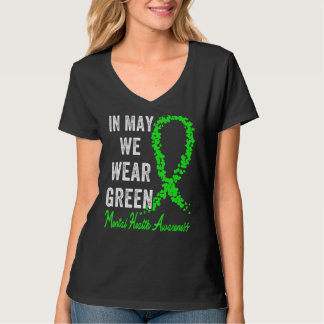 Camiseta Em maio, Vestimos Verde Consciência Mental Verde