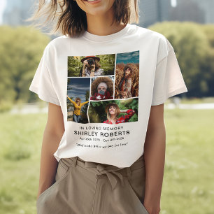 Camiseta Em Memória Carinhosa 5 x Colagem de Fotos Memorial