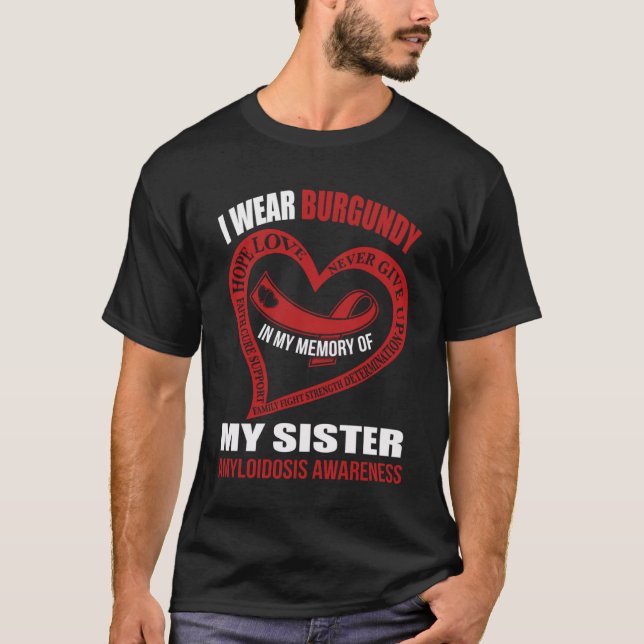 Camiseta Em memória da minha irmã CONSCIENTIZAÇÃO DA AMILOI (Frente)
