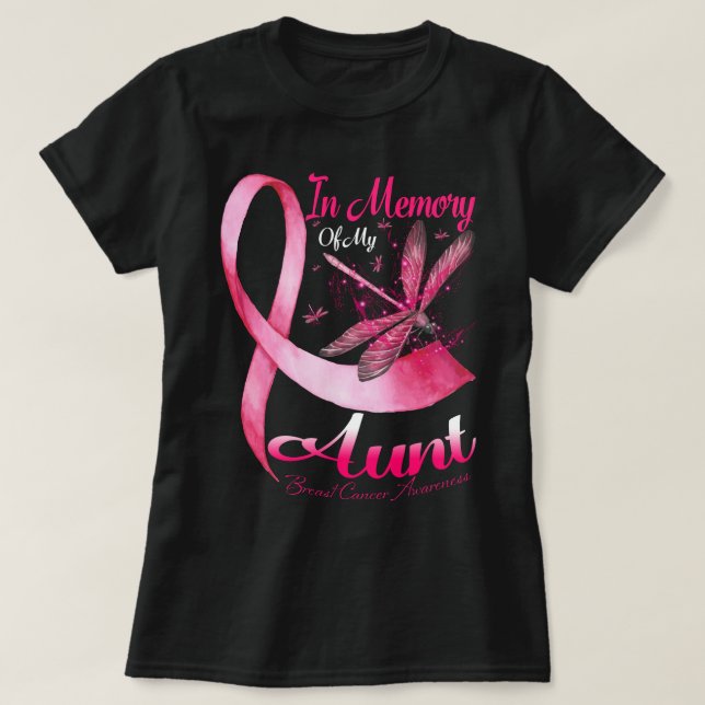 Camiseta Em memória da minha tia Dragonfly Cancer (Frente do Design)