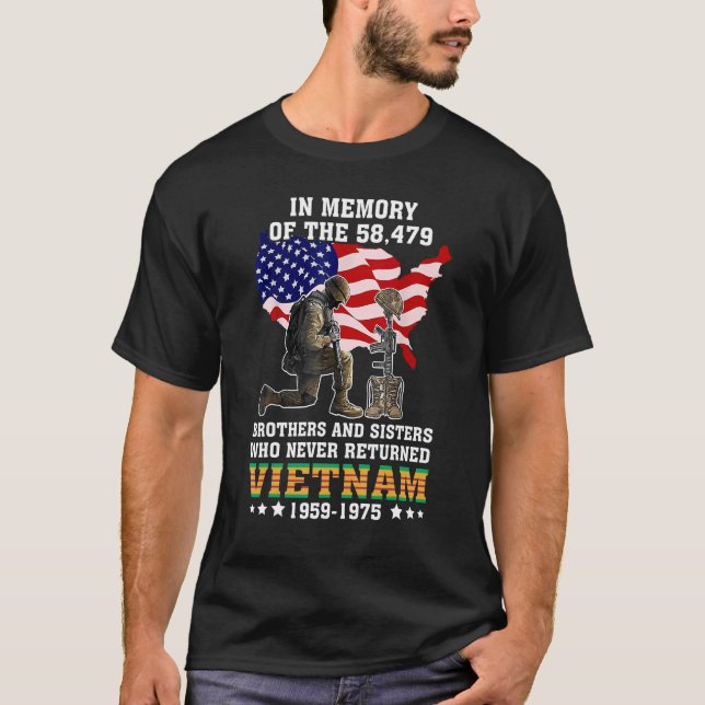 Camiseta Em Memória Da Posição Veterana 58479 Vietnã Para U (Frente)