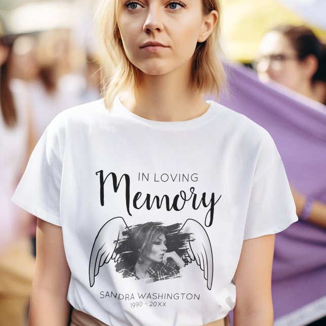 Camiseta Em Memória Querida | Asa de Anjo | Memorial de Fot (Criador carregado)