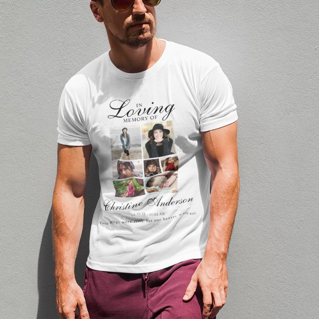Camiseta Em Memória Querida | Memorial de Colagem de Fotos (Criador carregado)