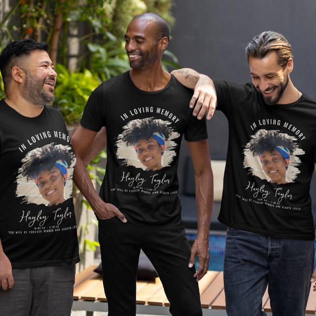 Camiseta Em Memória Querida | Memorial de Foto com Efeito B (Criador carregado)