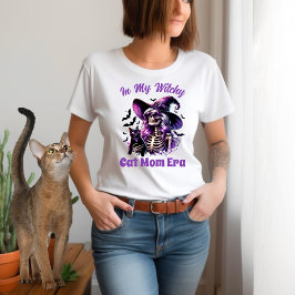 Camiseta Em Meu Gato Testemunha Mãe Era Skeleton Bruxa Negr