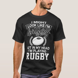 Camiseta Em minha cabeça eu estou jogando o rugby