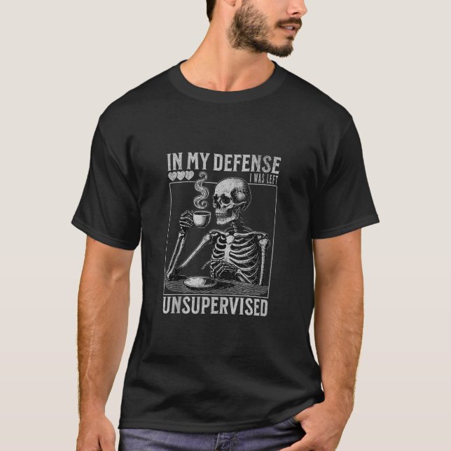 Camiseta Em Minha Defesa, Eu Fui Deixado Cof De Esqueleto S (Frente)