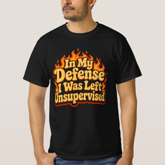 Camiseta Em Minha Defesa Eu Fui Deixado Sem Supervisão Flam (Frente)
