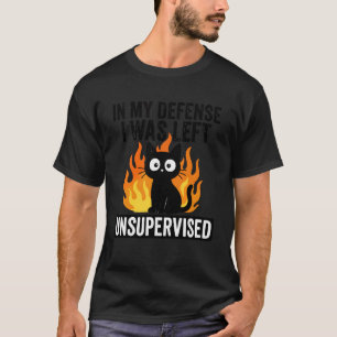 Camiseta em Minha Defesa Eu Fui Deixado Sem Supervisão Gato