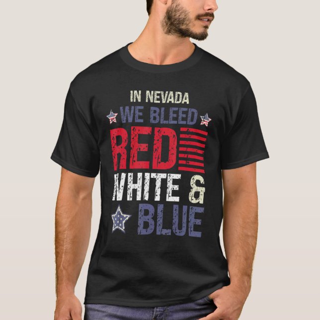 Camiseta Em Nevada nós sangramos vermelho branco e azul 4 d (Frente)