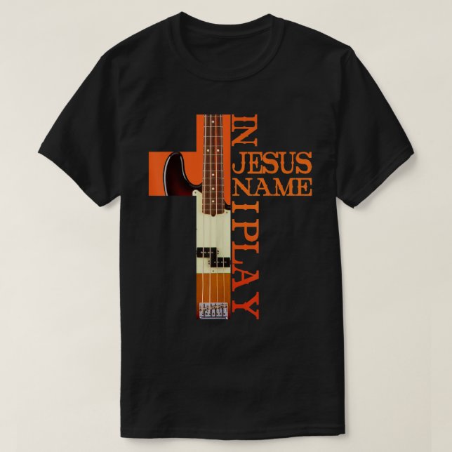 Camiseta Em nome de Jesus, eu toco bass (Frente do Design)