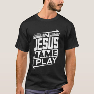 Camiseta Em nome de Jesus, eu toco piano música cristã Jesu