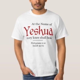 Camiseta Em nome de Yeshua, cada joelho deve arco -