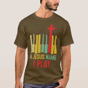 Camiseta Em Nome Jesuss Eu Toco Música Engraçada Ativa Vint