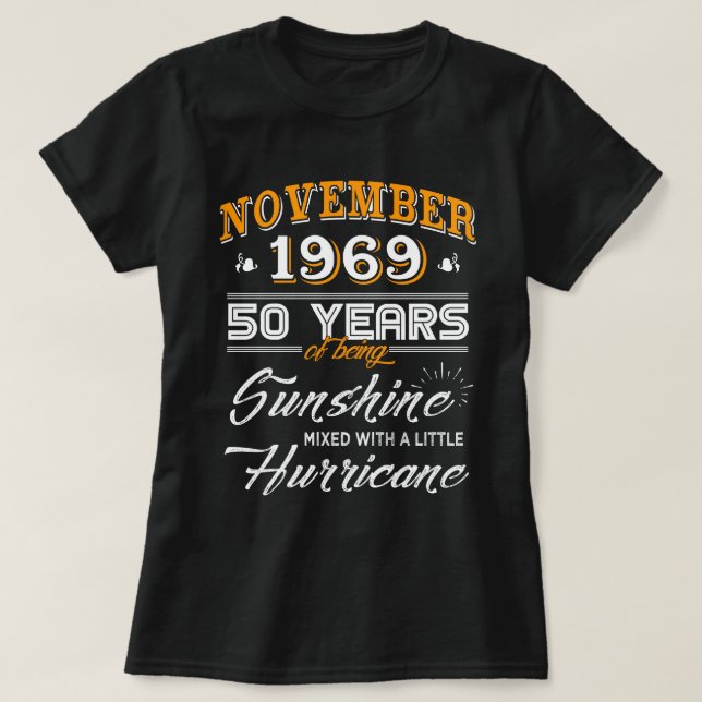 Camiseta Em novembro de 1969 presentes do aniversário da (Frente do Design)