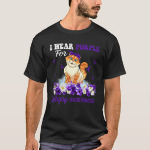 Camiseta Em Novembro Nós Usamos o Rosto Roxo do Gato Consci