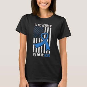Camiseta Em Novembro Usamos a Bandeira Azul dos EUA T1d T2d