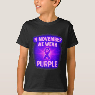 Camiseta Em Novembro Usamos a Fita do Laço do Mês de Consci