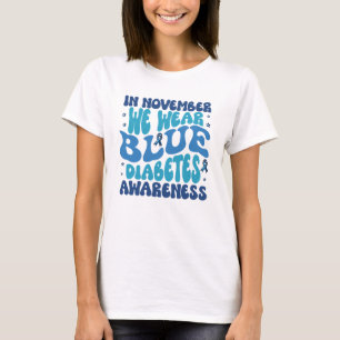 Camiseta Em novembro usamos azul conscientização do diabete