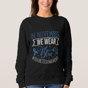 Camiseta Em Novembro Usamos Azul Conscientização sobre Diab