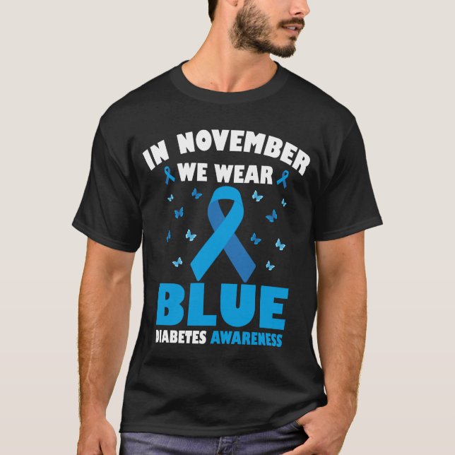 Camiseta Em novembro, Vestimos a consciência da diabetes az (Frente)