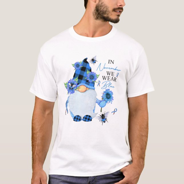 Camiseta Em novembro, Vestimos a consciência dos gnomos azu (Frente)