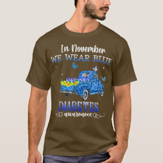Camiseta Em novembro, vestimos a Diabetes de Caminhões Azui