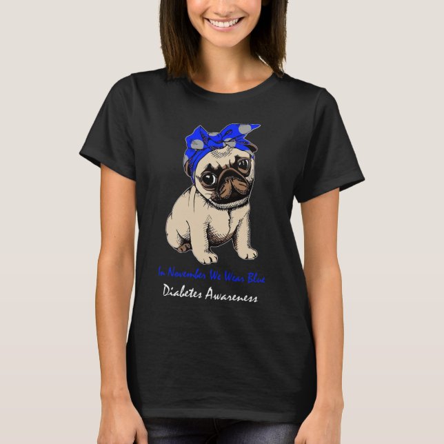 Camiseta Em novembro, Vestimos Awarenes à Diabetes Cachorro (Frente)