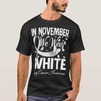 Camiseta Em novembro Vestimos Borboleta Cancer Pulmonar Bra