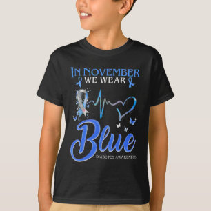 Camiseta Em novembro Vestimos Diabetes Azuis