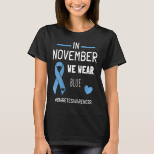 Camiseta Em novembro Vestimos Diabetes Azul Tipo 1