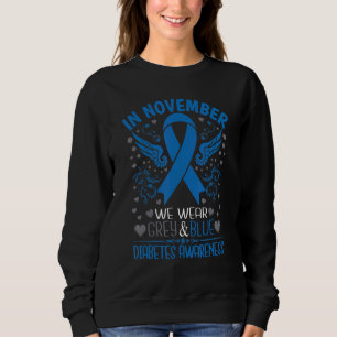 Camiseta Em Novembro, Vestimos Diabetes De Fita Azul E Cinz
