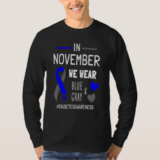 Camiseta Em novembro, Vestimos Diabetes T1d de Cinza Azul