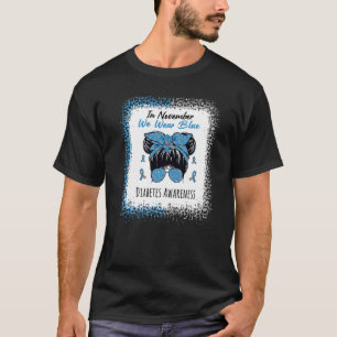 Camiseta Em novembro, Vestimos Diabetes Tipo 1 Azul Mensal