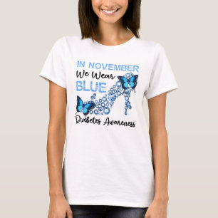 Camiseta Em novembro Vestimos Diamantes Azuis e Borboletas