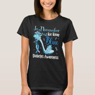Camiseta Em novembro, Vestimos o Blue High Heel Diabetes Aw