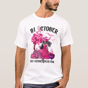 Camiseta Em outubro, até as bruxas Vestem cor-de-rosa outon