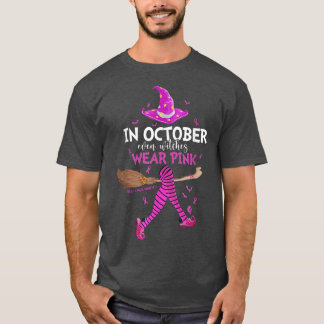 Camiseta Em Outubro Até Bruxas Vestem Cancer Rosa Ha